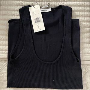 Thakoon black ribbed knit tank